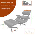 Poltrona Giratória Com Puff Juli Couro Capuccino - Sallar Home