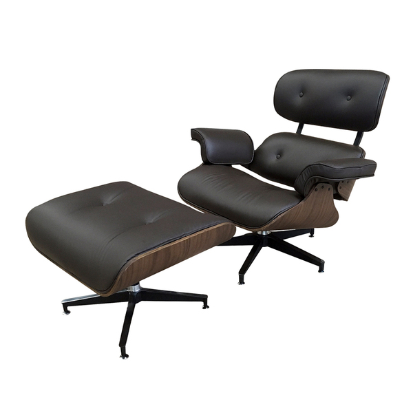 Poltrona Giratória Com Puff Juli Couro Capuccino - Sallar Home