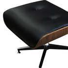 Poltrona Giratória Com Puff Juli Couro Preto - Sallar Home