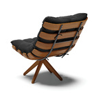 Poltrona Giratória Costela  Base Madeira Ma30 Suede Preto D03