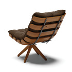 Poltrona Giratória Costela Base Madeira Ma30 Suede Marrom D03