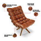 Poltrona Giratoria Costela Kit 2 Sintético Pu Base De Madeira