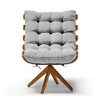 Poltrona Giratoria Costela Kit 2 Suede Cinza Base De Madeira