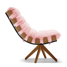 Poltrona Giratoria Costela Kit 2 Suede Rosa Bebê Base De Made