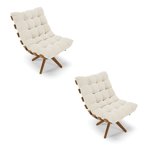 Poltrona Giratoria Costela Kit 2 Veludo Base De Madeira Ma30