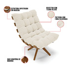 Poltrona Giratoria Costela Kit 2 Veludo Bege Base De Madeira