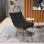 Poltrona Giratoria Costela Kit 2 Veludo Preto Base De Madeira