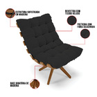 Poltrona Giratoria Costela Kit 2 Veludo Preto Base De Madeira