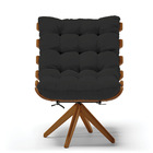 Poltrona Giratoria Costela Kit 2 Veludo Preto Base De Madeira