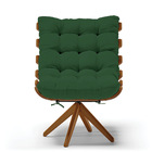Poltrona Giratoria Costela Kit 2 Veludo Verde Base De Madeira