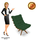 Poltrona Giratoria Costela Kit 2 Veludo Verde Base De Madeira