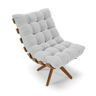 Poltrona Giratória Costela Linho Base De Madeira Ma30 M11 - D