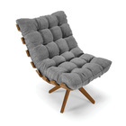 Poltrona Giratória Costela Linho Grafite Base De Madeira Ma30