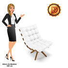 Poltrona Giratória Costela Sintético Base De Madeira Ma30 M11