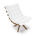 Poltrona Giratória Costela Sintético Pu Base De Madeira Ma30