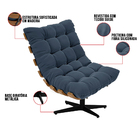 Poltrona Giratória Costela Suede Azul Marinho Base Giratória