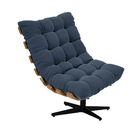 Poltrona Giratória Costela Suede Azul Marinho Base Giratória