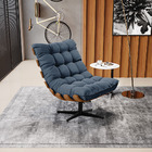 Poltrona Giratória Costela Suede Azul Marinho Base Giratória