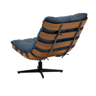 Poltrona Giratória Costela Suede Azul Marinho Base Giratória