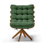 Poltrona Giratória Costela Suede Base De Madeira Ma30 M11 - D