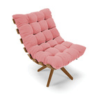 Poltrona Giratória Costela Suede Base De Madeira Ma30 M11 - D