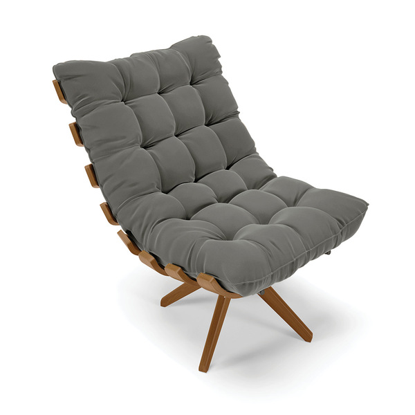 Poltrona Giratória Costela Suede Base De Madeira Ma30 M11 - D