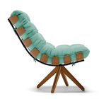 Poltrona Giratória Costela Suede Base Madeira Ma30 - D'rossi