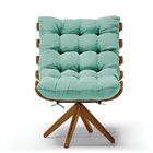 Poltrona Giratória Costela Suede Base Madeira Ma30 - D'rossi