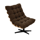 Poltrona Giratória Costela Suede Base Metálica Preto - D'ross