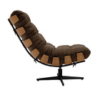 Poltrona Giratória Costela Suede Base Metálica Preto - D'ross