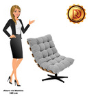 Poltrona Giratória Costela Suede Base Metálica Preto - D'ross