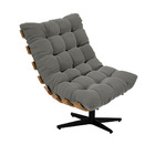 Poltrona Giratória Costela Suede Base Metálica Preto - D'ross