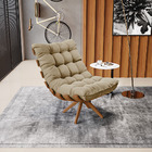 Poltrona Giratória Costela Suede Marrom Rato Base De Madeira