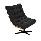 Poltrona Giratória Costela Suede Preto Base Metálica Preto -