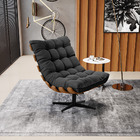 Poltrona Giratória Costela Suede Preto Base Metálica Preto -