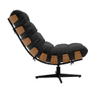 Poltrona Giratória Costela Suede Preto Base Metálica Preto -