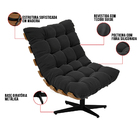 Poltrona Giratória Costela Suede Preto Base Metálica Preto -