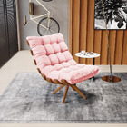 Poltrona Giratória Costela Suede Rosa Bebê Base De Madeira Ma