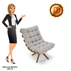 Poltrona Giratória Costela Veludo Base De Madeira Ma30 M11 -