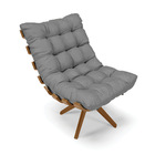 Poltrona Giratória Costela Veludo Luxo Base Madeira Ma30 - D'