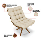 Poltrona Giratória Costela Veludo Off White A129 Luxo Base Ma