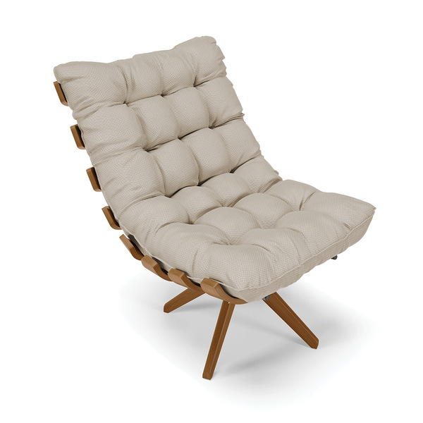 Poltrona Giratória Costela Veludo Prata A130 Luxo Base Madeir