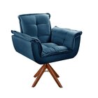 Poltrona Giratória De Madeira Bella Opala Decoração Sala Quar
