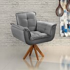 Poltrona Giratória De Madeira Bella Opala Decoração Sala Quar