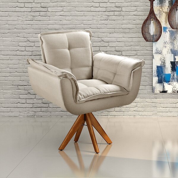 Poltrona Giratória De Madeira Bella Opala Decoração Sala Quar