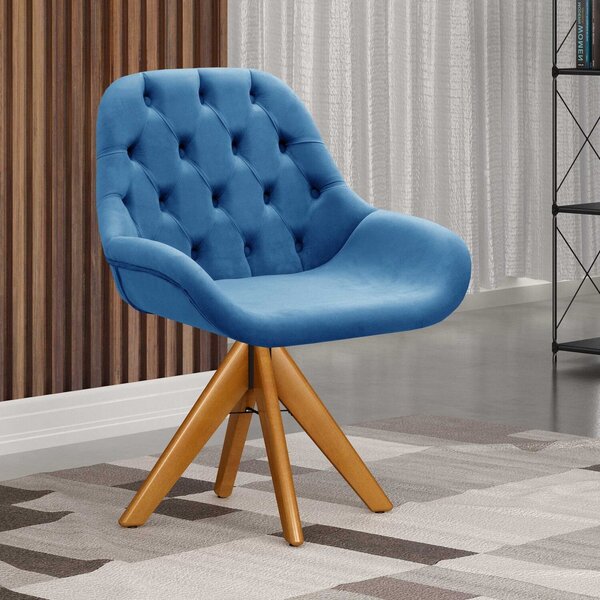 Poltrona Giratória De Madeira Cadeira Decorativa Sala, Escrit