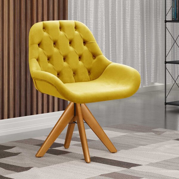 Poltrona Giratória De Madeira Cadeira Decorativa Sala, Escrit