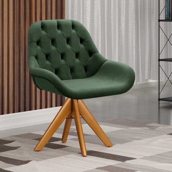 Poltrona Giratória De Madeira Cadeira Decorativa Sala, Escrit