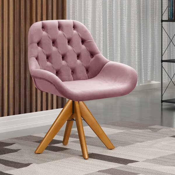 Poltrona Giratória De Madeira Cadeira Decorativa Sala, Escrit