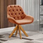 Poltrona Giratória De Madeira Cadeira Decorativa Sala, Escrit